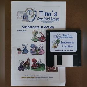 Tina's Cross Stitch  Designs Sunbonnets in action Disk
